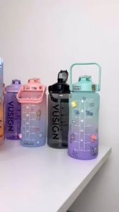 Bình nước 2 lít thể thao có vạch báo giờ uống nước kèm ống hút có chứng nhận an toàn - VS818/VS819/VS820