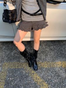 Chic A-Line Short Pants Womens Wood Grain Edge Casual Trousers Floral Trim Five-Quarter Length Yoga Fitness Sports Wear