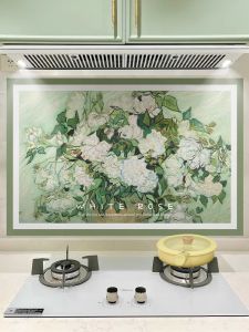 Kitchen Stickers Oil-Proof Waterproof Self-Adhesive Wallpaper Fireproof Moisture-Proof High Temperature Resistant Stove Film Kitchen Ventilator Wall Wall Sticker