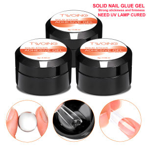 3 Bottles Solid Nail Glue Gel Nail Tips Glue Gel Clear No Wipe Adhesive Rhinestone Gems Glue Transparent Nail Art Gel Varnish