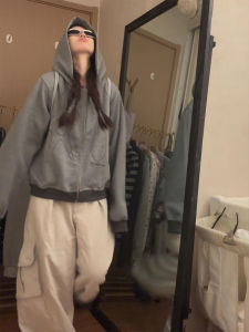 XIANGBAIWEI | Design Aesthetic Casual American Vintage Embroidered Color-block Hoodie