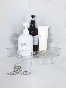 Kệ Góc Nhựa Trong ABS Dán Tường Đa Năng Cao Cấp Giá Đựng Đồ Nhà Tắm Nhà Bếp Có Móc Treo