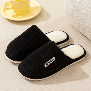 Womens Cotton Slippers Winter Indoor Home Use Beauty Salon Guest Warm Fur Couple Maternity Slip-On Cotton Slippers Men