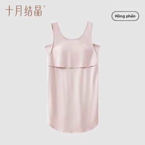 SHI YUE JIE JING | Đầm Ngủ Cho Mẹ Bầu Môi Trường Cotton Có Đệm Không Tay Xuân/Hè