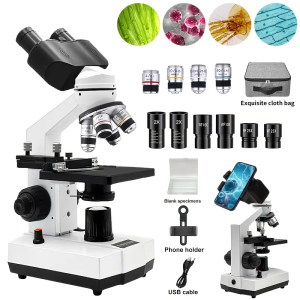 Adults Binocular Microscope 40X‑5000X HD Inspection Laboratory Optical Microscope Tool Set For Schools & Home & Scientific Resea