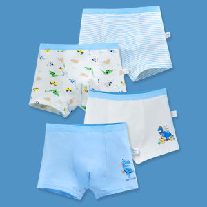 KUCHAR 4 PCS 100% cotton Boys Underwear Cartoon Design Kids Colourful Underpants Boxer Shorts Kid Panties for 2-12 Years Childrens Clothing Boyleg Panty