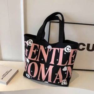 Beg Sandang Wanita Kanvas Kapasiti Besar Beg Tote Women Simple Canvas Shoulder Bag Large Capacity Sling Bag