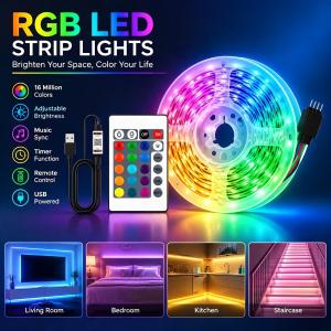 Smart bedroom RGB light strip 1-30 meter USB power supply suitable for bedroom living room Christmas and wedding decorations