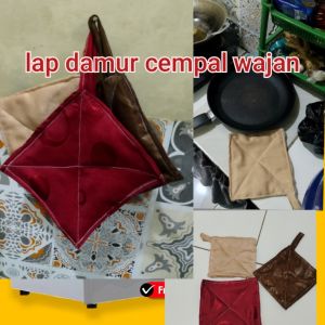 Lap anti panas tebal cempal pegangan panci lap tangan lap damur lap meja kompor