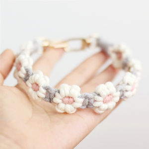 Little Daisy Dog Cat Pet Collar Bell Necklace Hanging Neck Accessories Handmade DIY Braid Rope Material Package
