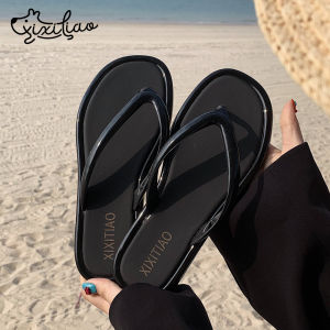 Thin Strip Seaside Vacation Beach Flip-Flops Summer Womens Outer Internet Celebrity Color Matching Fancy Flip-Flops