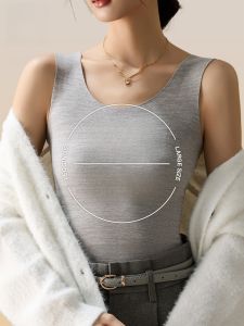 Miiow | Warm Fleece Lined Thickened Womens Vest Seamless Autumn Winter School Uniform Sweet Style Polyester Wool Blend Base Layer Top