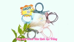 Đồ cột tóc dây buộc tóc nơ Hàn Quốc sọc trắng - thương hiệu Vợ Chồng Tôi