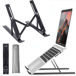 Adjustable Aluminum Alloy Laptop Stand – 6-Level Height Foldable & Portable for 8-16” Laptops Enhanced Ventilation & Heat