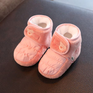 ถุงเท้าเด็ก 6-12 เดือน ทรงหัวมน หัวมน พื้นนุ่ม ถุงเท้าฤดูหนาว สำหรับเด็กชายและเด็กหญิง ขนแกะ ถุงเท้าเด็ก 0-1 ปี 3 ถุงเท้าเด็กวิ่ง