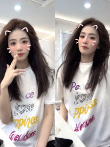 Loose Womens Short Sleeve T-Shirt Couple Matching Summer New Design Sensation Printed Cotton round Neck Casual Top