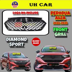(DIAMOND SPORT) Proton Alza 2022-2025 Front Bumper Grill Grille Abs Glossy Black