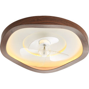 LANGSHANGZHAOMING | Retro Walnut Color Invisible Powerful Fan Ceiling Light
