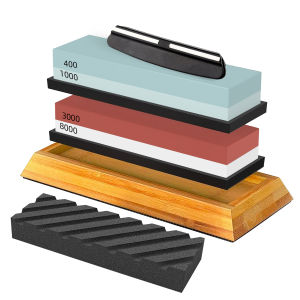 Sharpening Stone Knife Sharpener Grit Whetstone Professional Grindstone Set Wood Base Angle Guide Polishing Tool