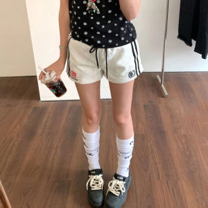 Quần Short Sọc Cổ Điển Mỹ Cho Nữ Mùa Hè Đa Năng Quần Thể Thao Rộng Rãi Quần Dài Ba Mảnh Quần Dài Thường Ngày