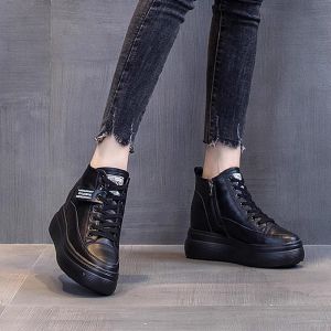 Trendy High-Top Shoes Womens Increased Height 8cm Thick Bottom Casual Sports Board Shoes Korean Version Spring Autumn New Style