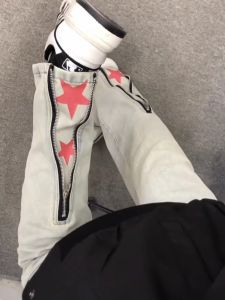 American High Street Trendy Brand Five Pointed Star Zipper Jeans Men Summer New Loose Straight Design Casual Long Pants