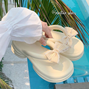 Fashionable Butterfly Knot Toe Slippers Womens Summer Beach Sandals Comfortable Flat Bottom EVA Youth Footwear Casual Style