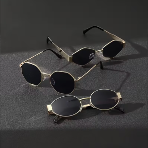 3PC SFashion Polygonal Women Sunglasses Vintage Geometric Ladies Sun glasses Shades Unique Metal Frame Punk Eyewear Men