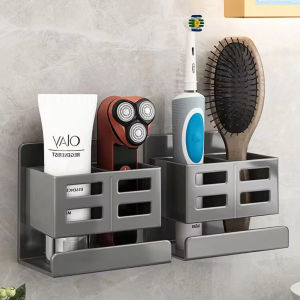 Bathroom Storage Shelf Non-Punch Storage Holder Tube Toothbrush Razor Storage Rack Wall-Mounted  Rack Organizer