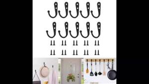 10pcs Alloy Retro Wall Hooks with Screws Wall Mounted Coat Hanger for Coat Bags Caps Hook Kitchen Bathroom Storage Rack Holders
