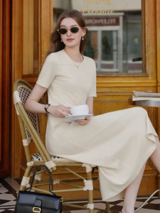 XIANGYING | Waist Accentuated Slimming Short Sleeve Dress