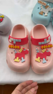 [TOP2] Kids Clogs with Cute Building Block Charms Lightweight Anti‑Slip EVA Sandals for Boys Girls Non‑Slip Soft Sole Beach Pool Outdoor Slippers Casual Children Garden Shoes