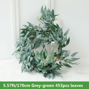 พวงมาลัยใบไม้เทียมวิลโลว์ผ้าไหมเทียมสีเขียวประดิษฐ์ 1.7ม. Lvy ผ้าป่า การจำลองการแต่งงาน วัลย์ประดิษฐ์ บ้าน