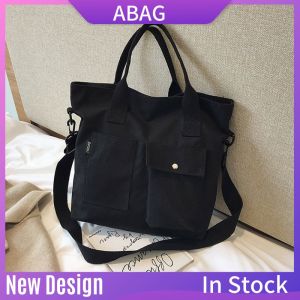 Canvas Big Bag Womens Bag New 2023  Korean Style Student Class Hand-Held Tote Canvas Bag Shoulder Messenger Bag