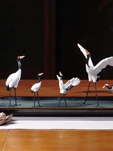 Miniature Simulated Crane Decoration Rockery Landscape Zen Style Resin Craft Living Room Tabletop Ornament Chinese Artistic Animal