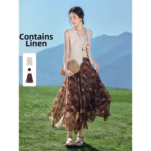 MOHANYIMEI | New Summer Elegant Slim-Fit Bohemian Print Vintage Look Dress Set