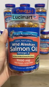 [HCM]Viên dầu cá hồi tự nhiên Pure Alaska Wild Salmon Oil Omega-3 1000mg hũ 210 viên [hàng Mỹ]