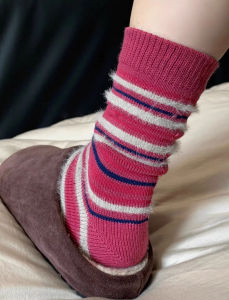 Maillard Stripes Wow ~ Autumn Winter Retro Feeling Pull over Blue Brown Matching So Beautiful