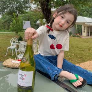 Áo Thun Tay Ngắn Cổ Tròn Thấm Hút Cho Bé Gái Mùa Hè 2025 Áo Thun Trẻ Em Phong Cách Hàn Quốc Thời Trang Màu Trắng Tay Ngắn