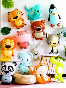 Balon Ulang tahun anak Foil karakter binatang Animal besar hewan hutan gajah anjing laut crocodile kelinci fox bear penguin rakun satuan murah