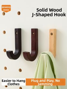 BEIQIVI | Wall-Mounted J-Hook Wooden Hanger 15mm