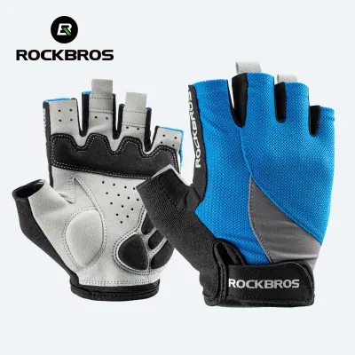 RockBros | ROCKBROS Half Finger Bike Gloves MTB Road Spring Summer Breathable Shorts Bicycle Gloves Men Women Gel Padded Cycling Gloves