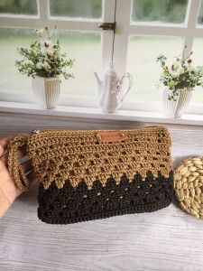 dompet rajut wanita 2 ruang dua warna