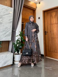 DYN - Maresha Dress DYN CLOTHINGLINE Gamis Silk Premium Motif Printing Plisket