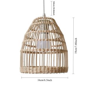 JOYINLD Mộc Mạc Hiện Đại E27 Mây Mặt Dây Đèn Cho Phòng Khách Phòng Ăn Ban Công Tay Dệt Kim Gỗ Treo Đèn Trang Trí Nhà