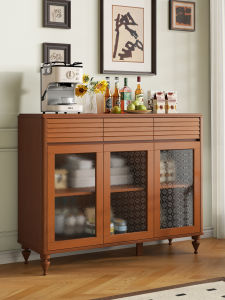 Modern Simple Full Solid Wood Dining Room Cabinet against Wall Integrated Storage Cabinet Wine Cabinet Living Room Home Kitchen Bowl Cabinet Tea Water Cabinet