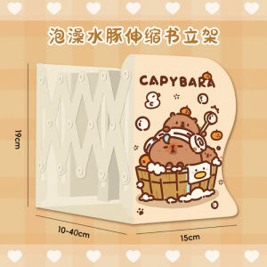 Foldable Extendable Bathing Capibara Desktop Bookshelf Cute Student Book Storage Rack Desk Organizer Metal Material
