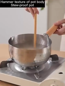 18cm Stainless Steel Snow Flat Pan Household Soup Pot Noodle Cooking Pot Single Handle Outdoor Cooking Pot