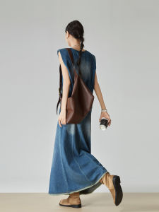 XIAODADEHUA | Retro Designer Denim Vest Suit Blue