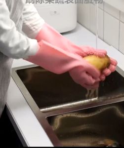 IRhea Cleaning Gloves Dishwashing Gloves(pair) Wash Cleaning Gloves with Sponge Scrubbers